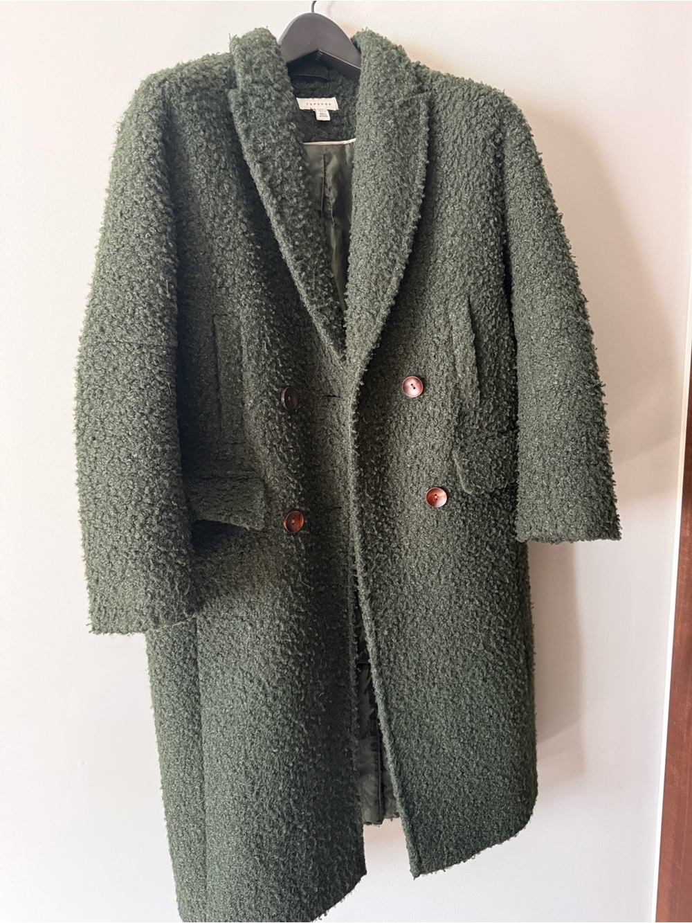 Topshop Olive Green Teddy Blazer Coat